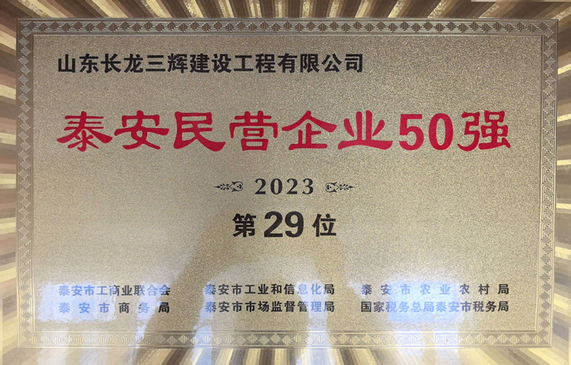 2023年泰安民营业企业50强